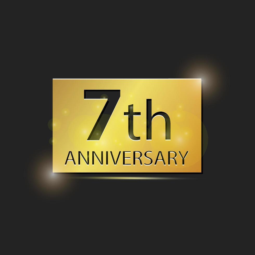 guld fyrkant tallrik elegant logotyp 7:e år årsdag firande vektor