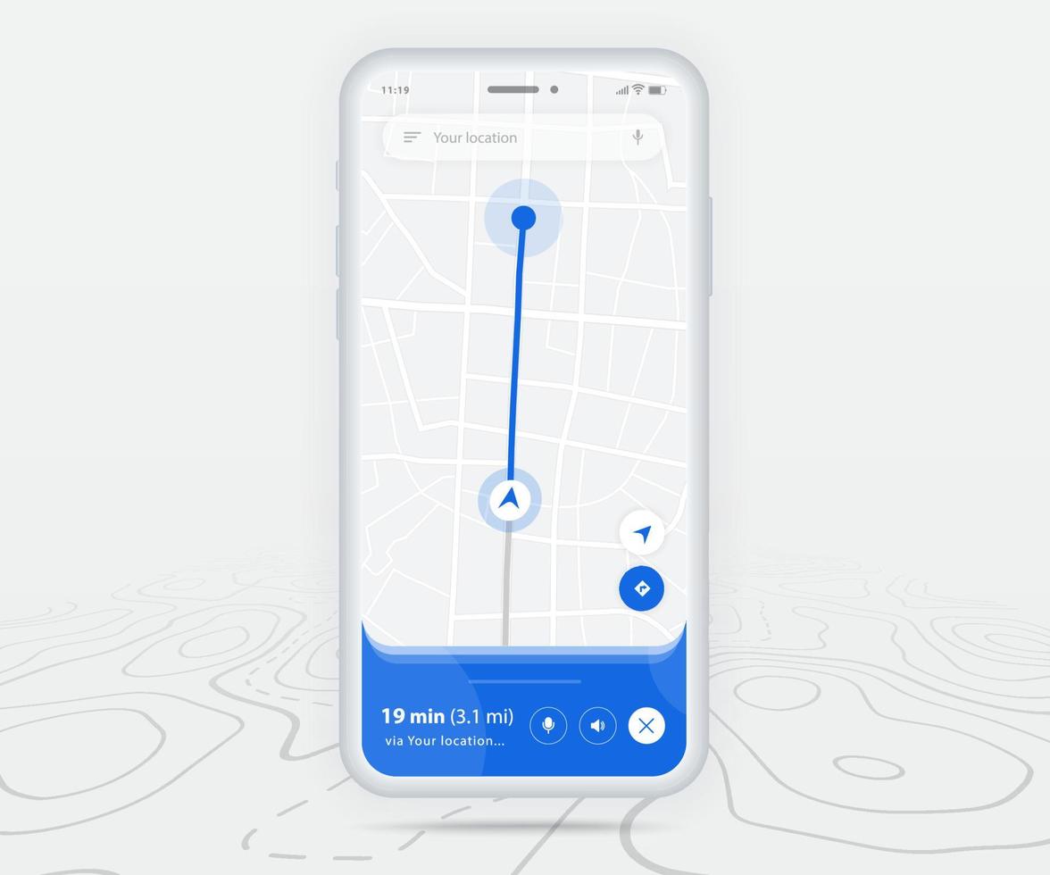 karte gps-navigation ux ui-konzept, smartphone-kartenanwendung und zielort auf dem bildschirm, app-suchkartennavigation, technologiekarte, stadtnavigationskarten, stadtstraße, verfolgung, standort, vektor