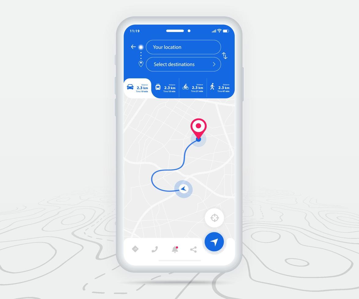 Karta gps navigering ux ui begrepp, smartphone Karta Ansökan destination punkt på skärm, app Sök Karta navigera, teknologi Karta, stad navigering Kartor, leverans ryttare, gata, Spår, plats vektor