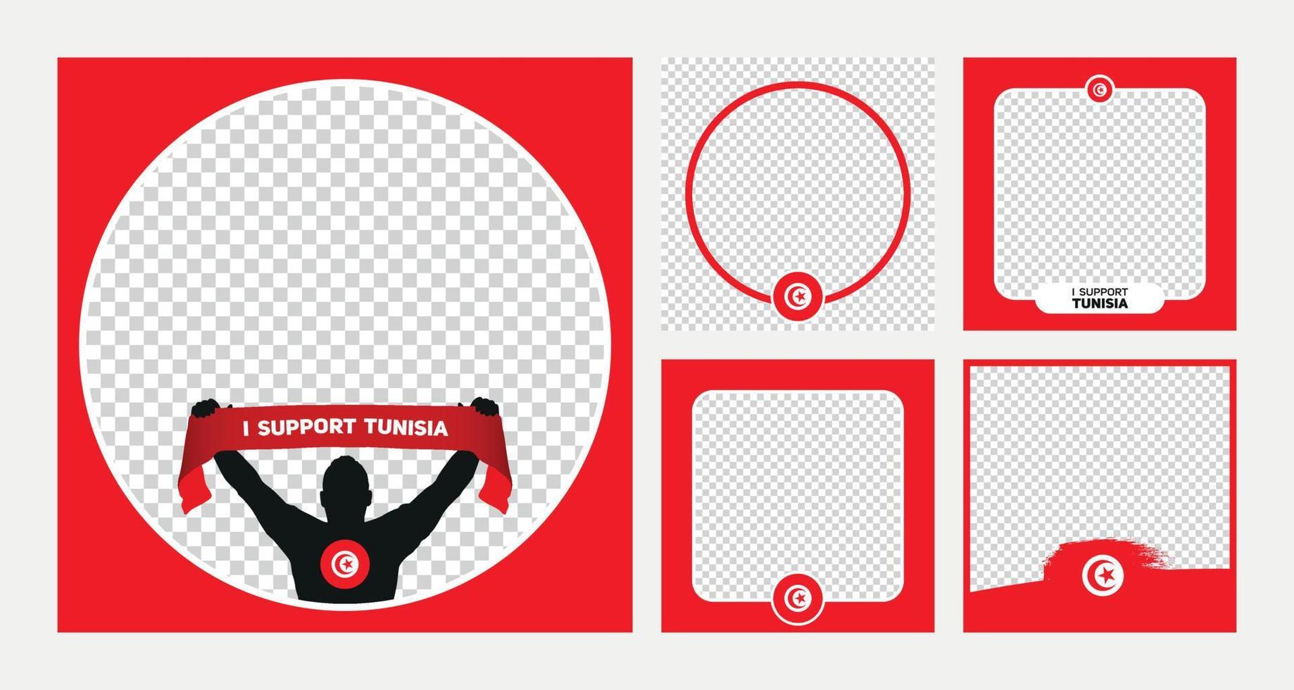 jag Stöd tunisien värld fotboll mästerskap profil bild ram banderoller för social media vektor