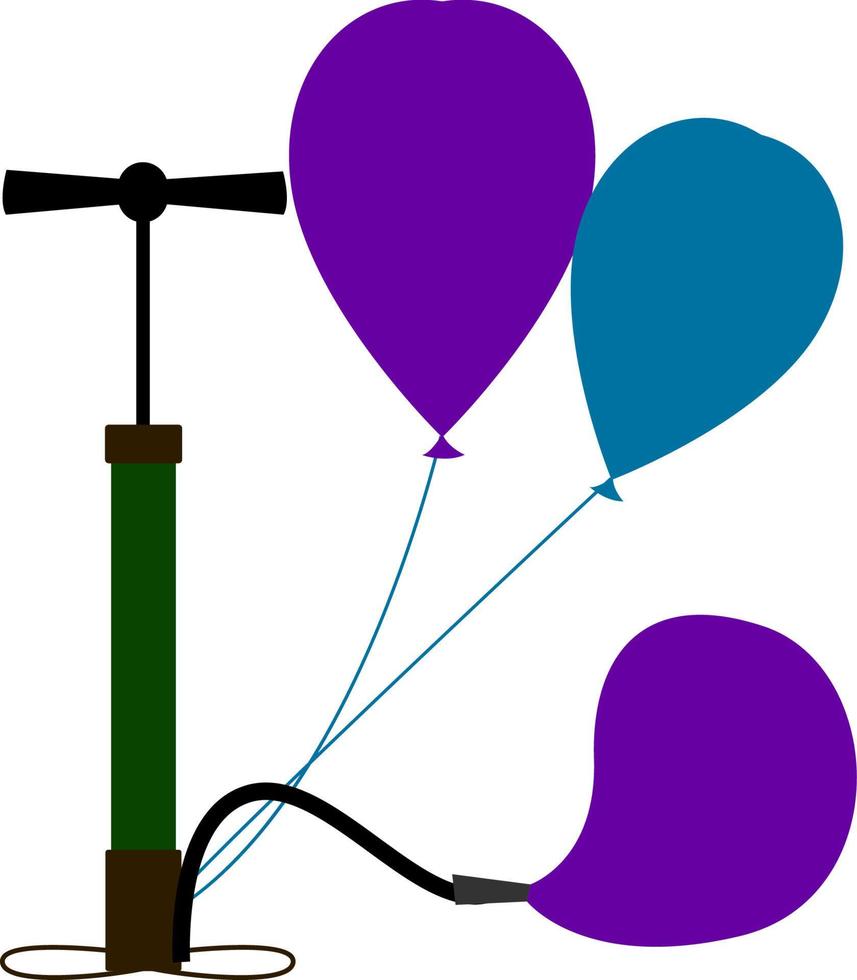 Pumpen von Luftballons, Illustration, Vektor auf weißem Hintergrund.