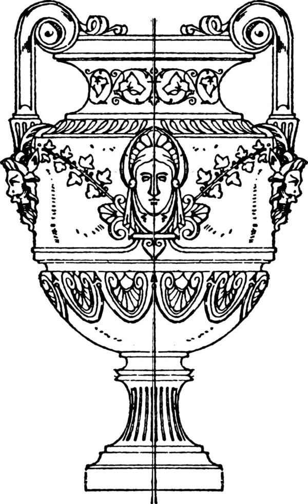 moderne französische Amphore, Vintage-Illustration. vektor