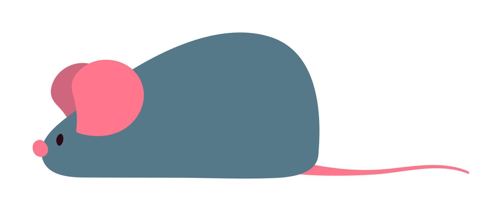 graue Maus mit rosa Schwanz. einfache Vektorillustration lokalisiert auf weißem Hintergrund. vektor