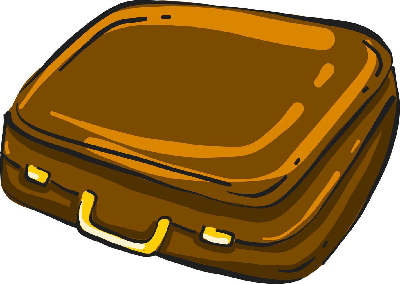 gewöhnlicher brauner Koffer, Illustration, Vektor auf weißem Hintergrund.