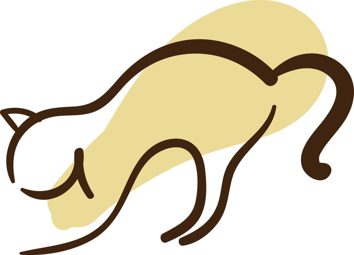 gul katt stretching till de vänster, illustration, vektor på en vit bakgrund.