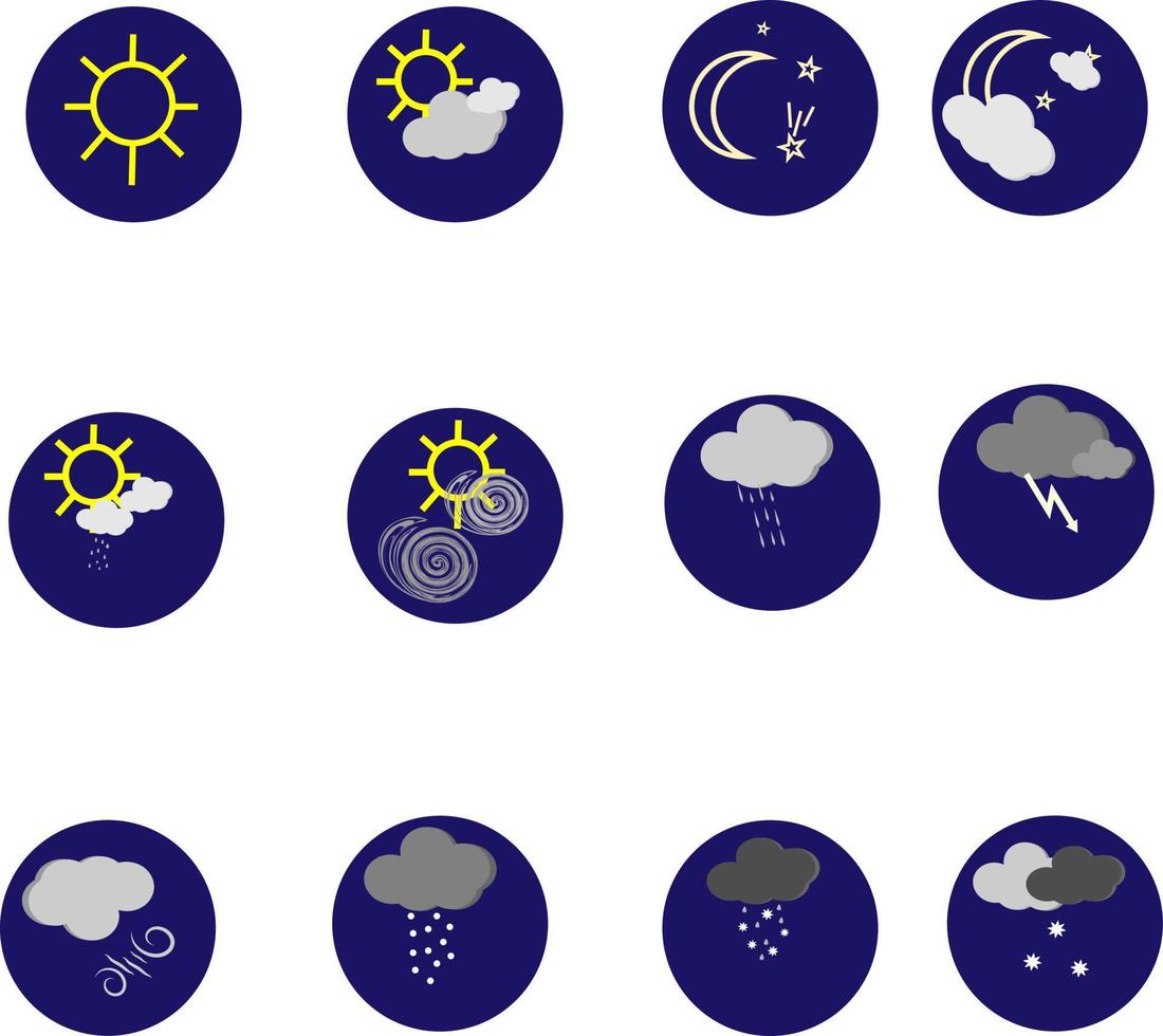 Wetter-Icon-Set, Illustration, Vektor, auf weißem Hintergrund. vektor