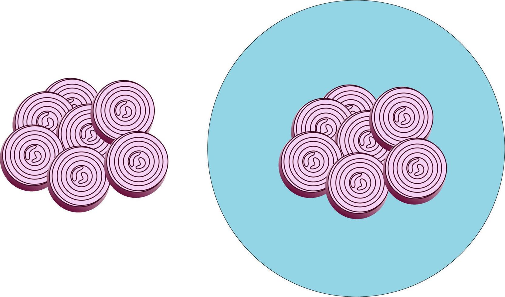 Zwiebelsalat, Illustration, Vektor auf weißem Hintergrund.