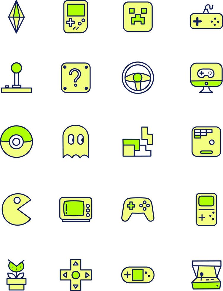 Gaming-Icon-Pack, Illustration, Vektor auf weißem Hintergrund.
