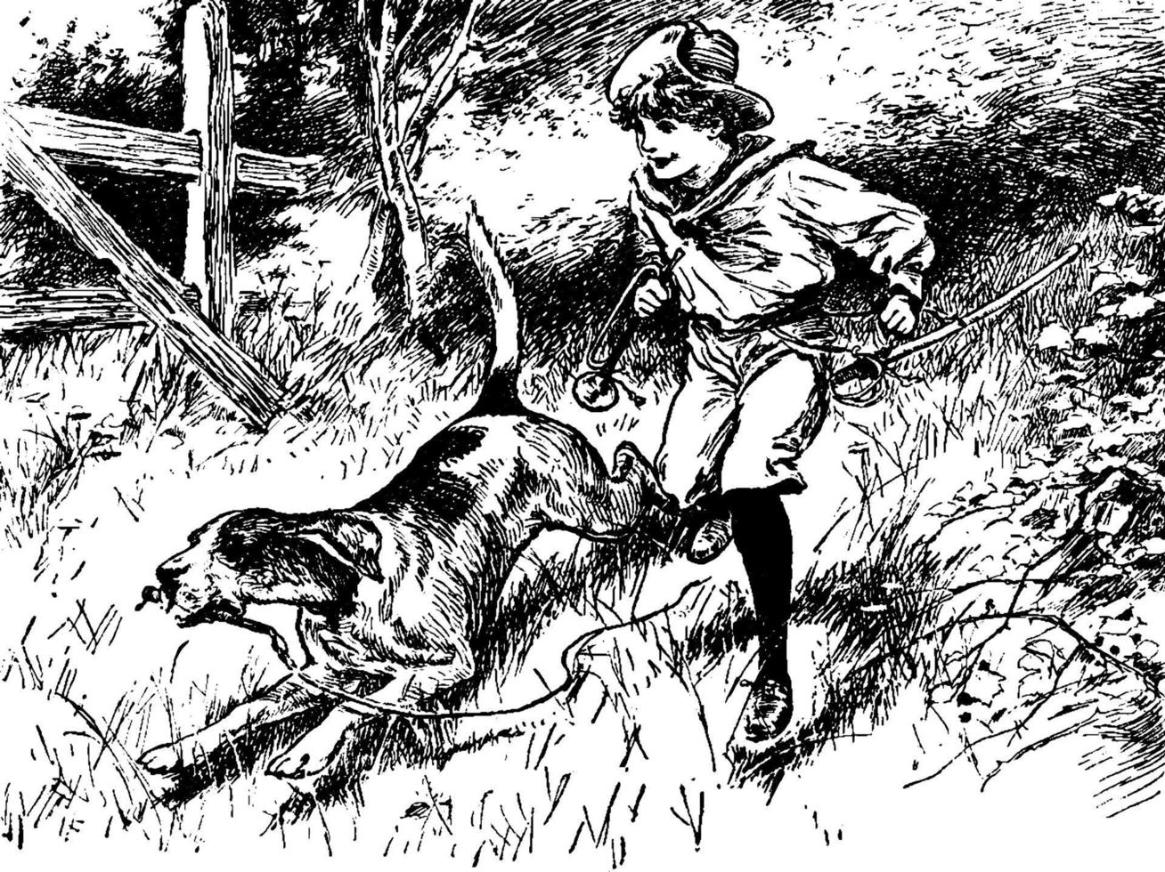 James och hund, årgång illustration. vektor