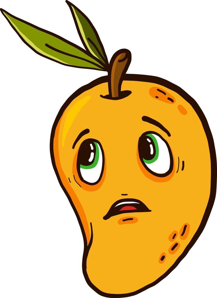 traurige Mango, Illustration, Vektor auf weißem Hintergrund