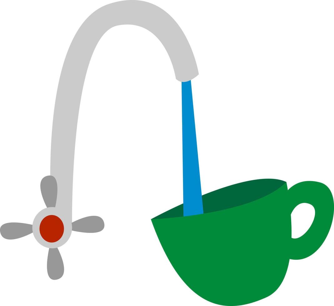 Wasser in der Tasse, Illustration, Vektor auf weißem Hintergrund.