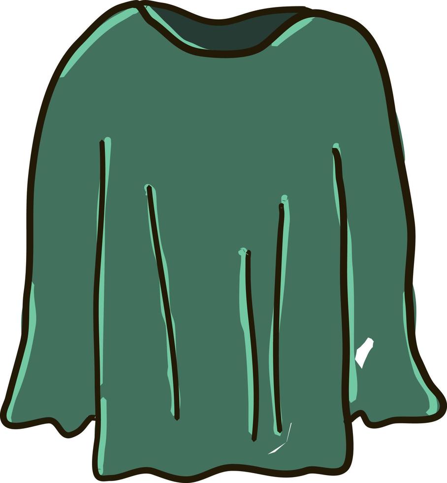 grüner Pullover, Illustration, Vektor auf weißem Hintergrund.