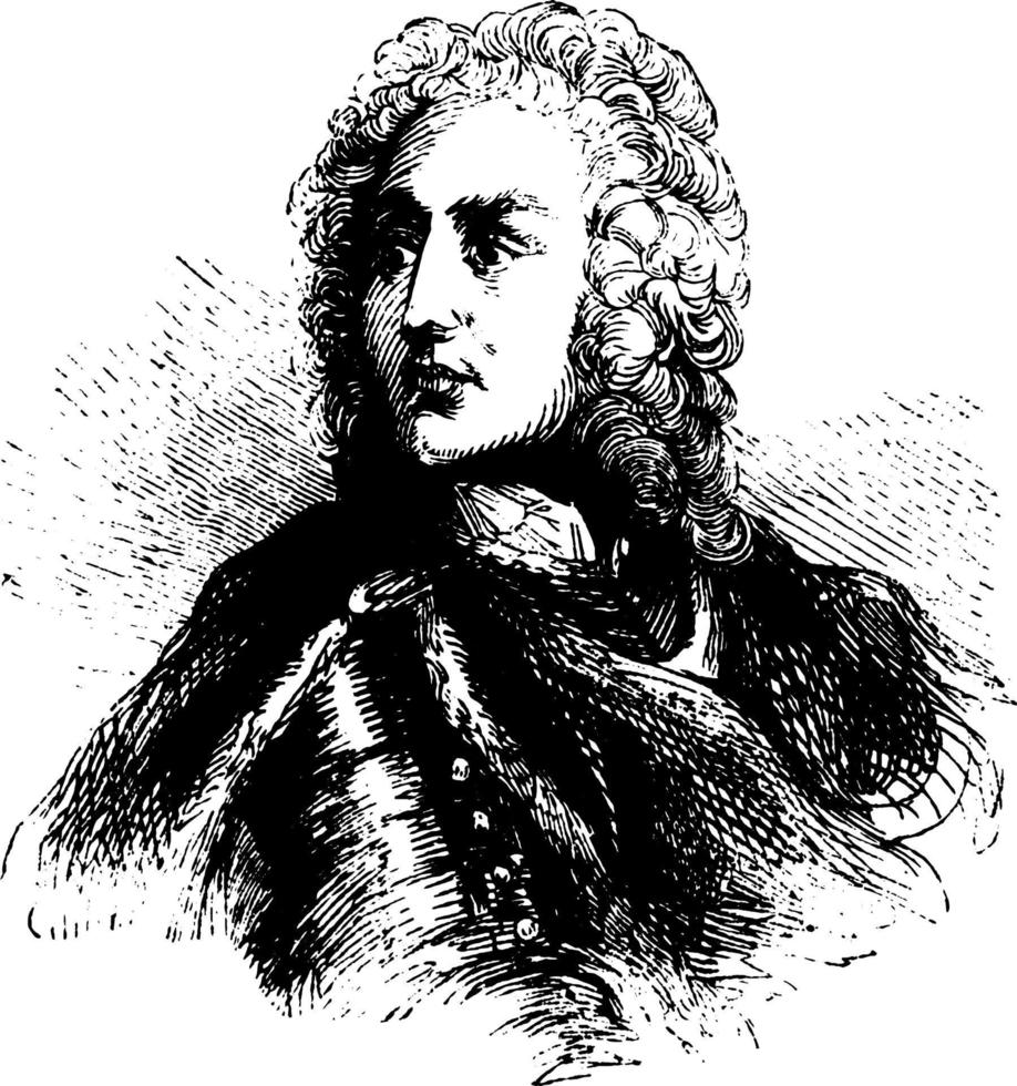 general james edward oglethorpe, vintage illustration vektor