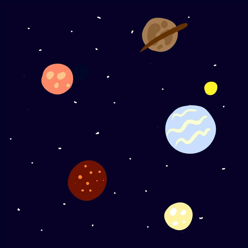 Planeten in der Galaxie, Illustration, Vektor auf weißem Hintergrund.