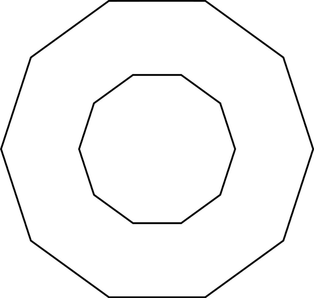 koncentrisk tio ensidig polygon, årgång illustration. vektor