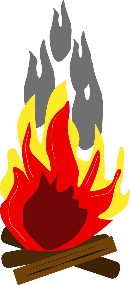 großes Lagerfeuer, Illustration, Vektor auf weißem Hintergrund.