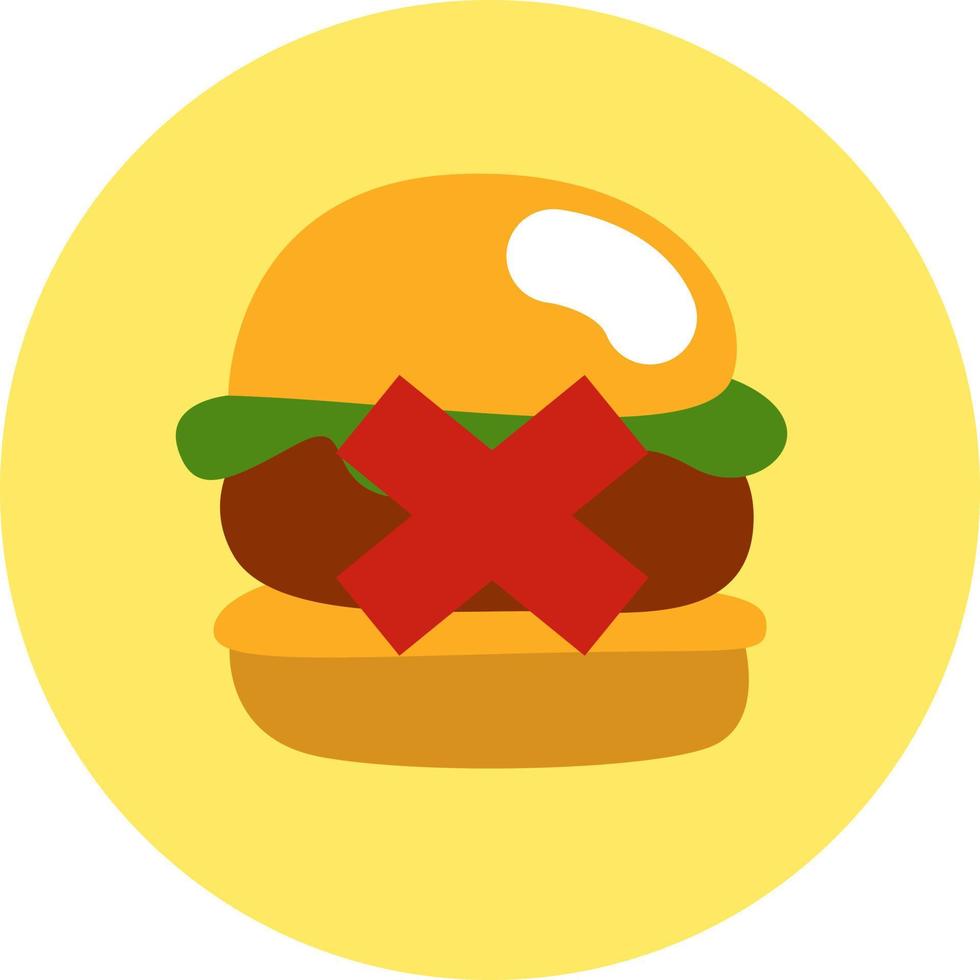 Nej hamburgare diet, illustration, vektor på en vit bakgrund.