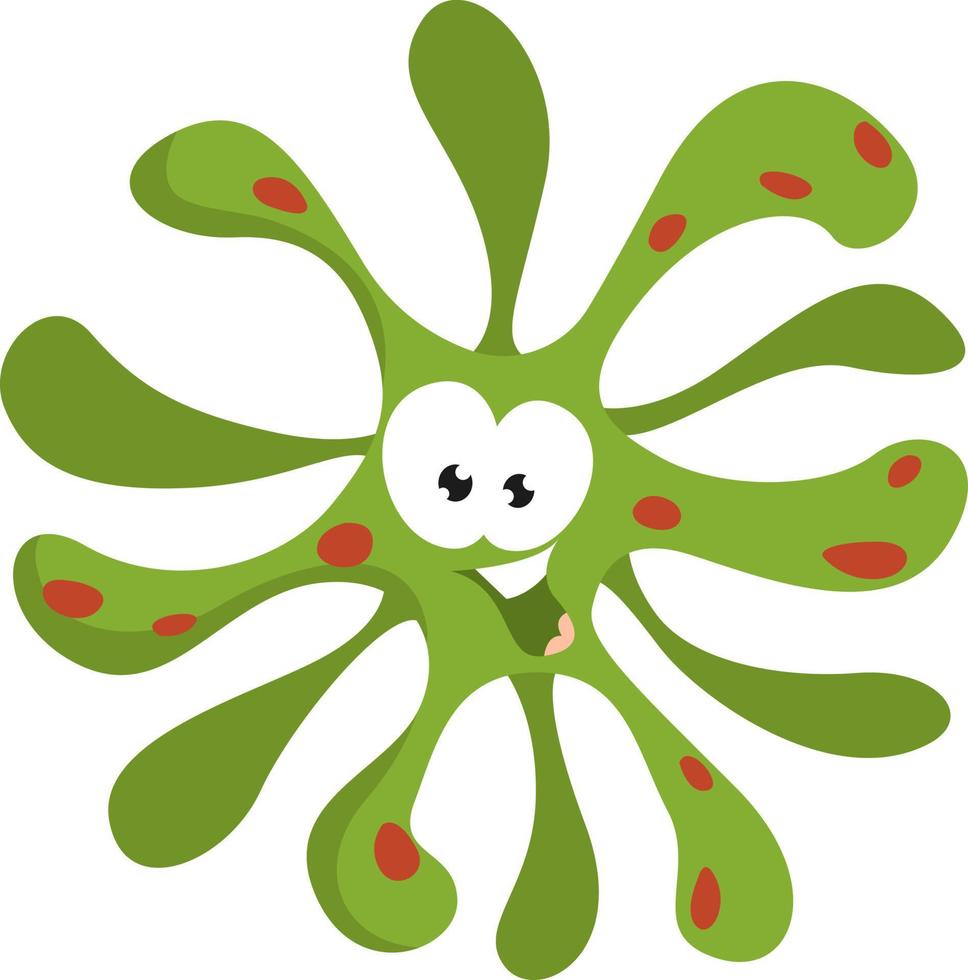grüne Mikrobe, Illustration, Vektor auf weißem Hintergrund