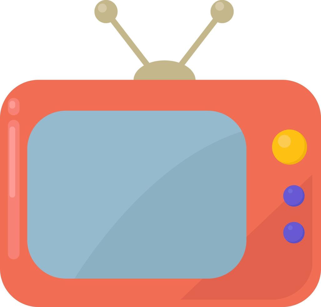 Orangefarbener Fernseher, Illustration, Vektor auf weißem Hintergrund.