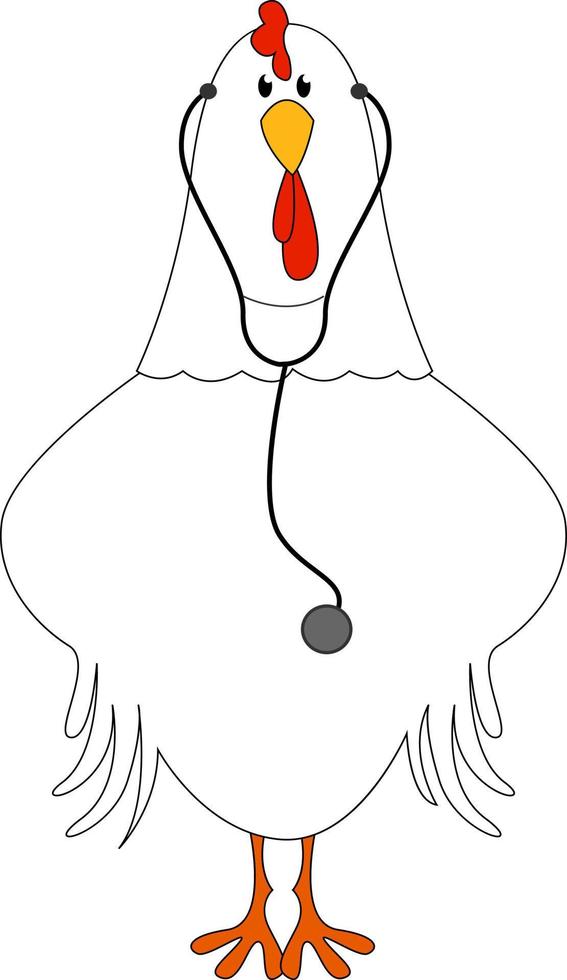 läkare kyckling, illustration, vektor på vit bakgrund.