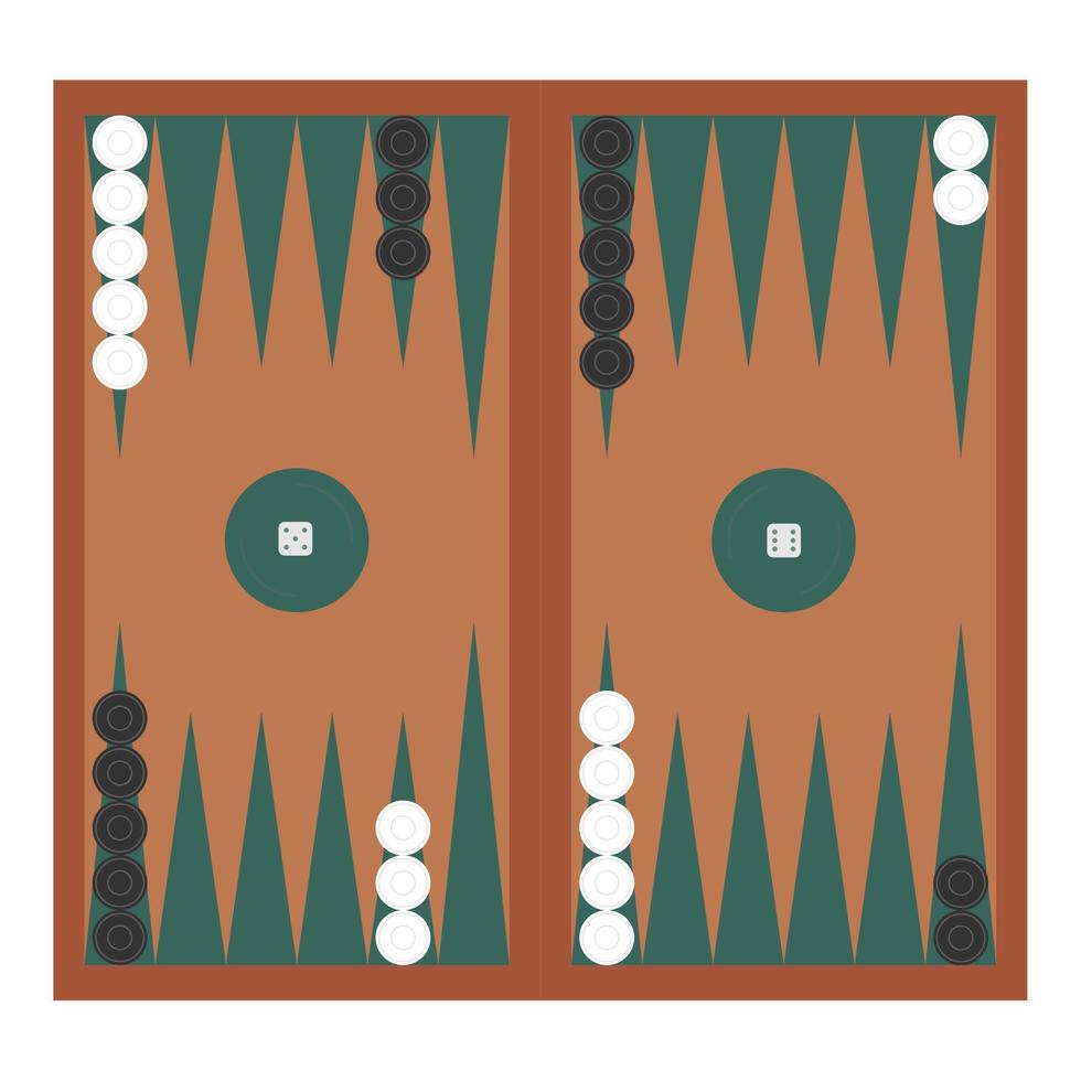 backgammon isolerat på en vit bakgrund. orientalisk styrelse spel för två människor. platt stil. vektor illustration