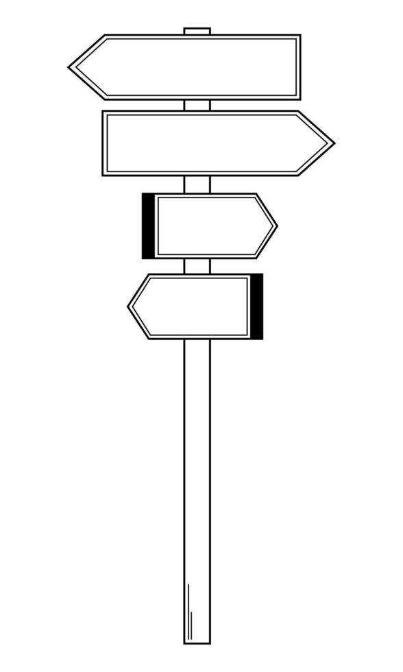 Wegweiser. Wegweiser. Straßenschild mit verschiedenen Richtungen. Gliederung. Vektor-Illustration vektor