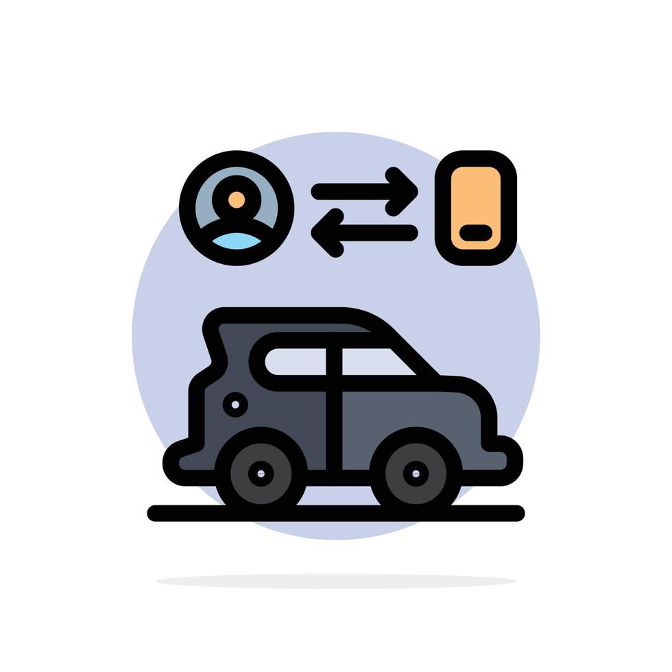 Auto Transport Mann Technologie abstrakte Kreis Hintergrund flache Farbe Symbol vektor
