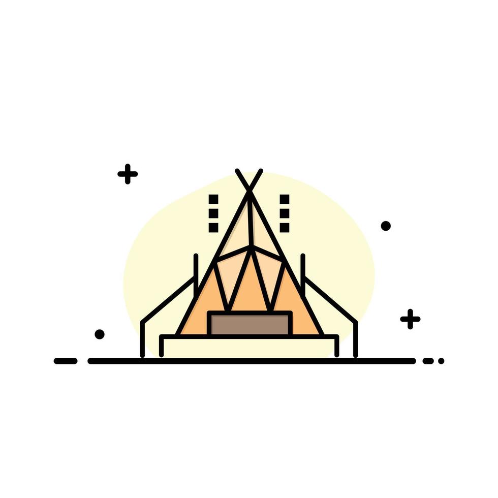 läger tält camping företag logotyp mall platt Färg vektor
