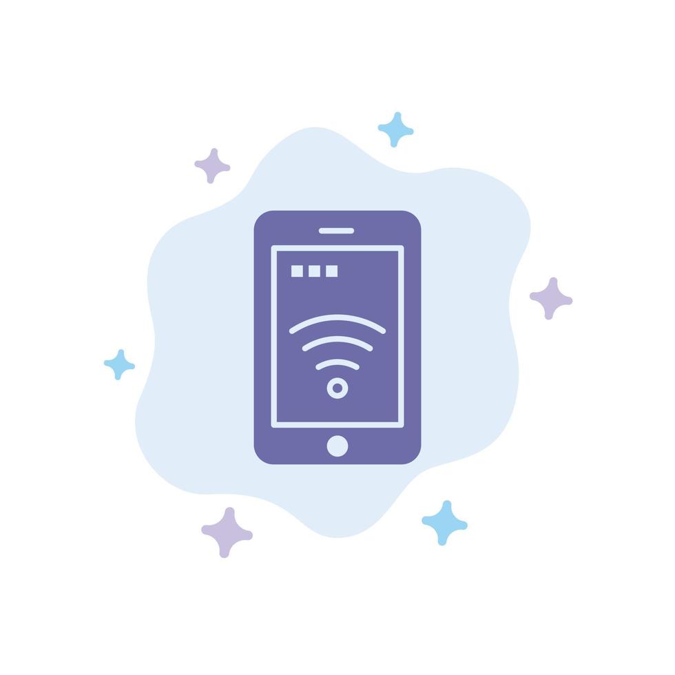 mobil tecken service wiFi blå ikon på abstrakt moln bakgrund vektor