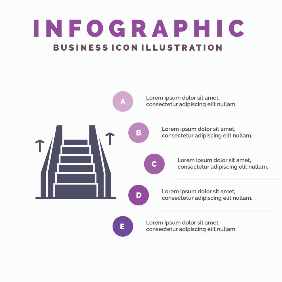 treppenaufzug elektrische leiter infografiken präsentationsvorlage 5 schritte präsentation vektor