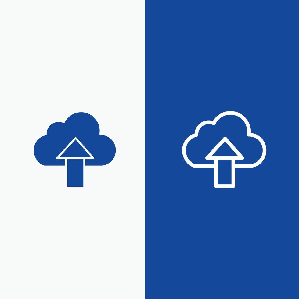 Pfeil Upload nach oben Wolkenlinie und Glyphe solides Symbol blaues Banner Linie und Glyphe solides Symbol blaues Banner vektor