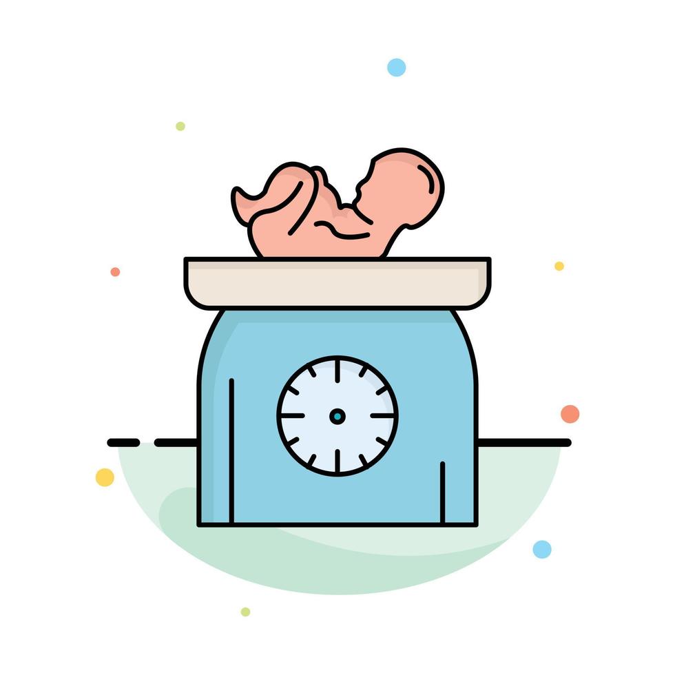 Gewicht Baby neugeboren Waage Kind flache Farbe Symbol Vektor