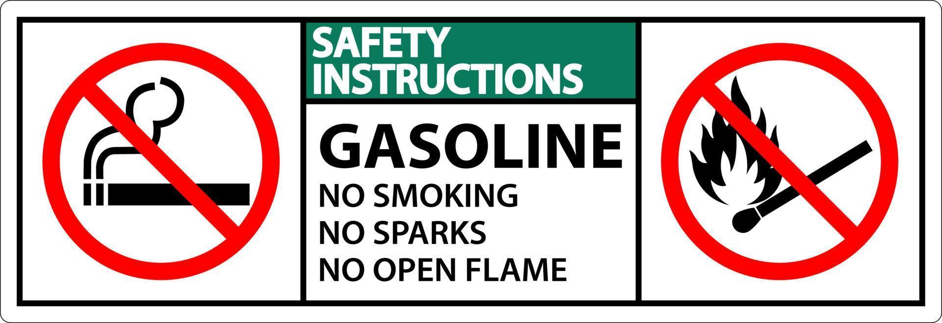 sicherheitshinweise benzin nicht rauchen funken oder offene flammen zeichen vektor