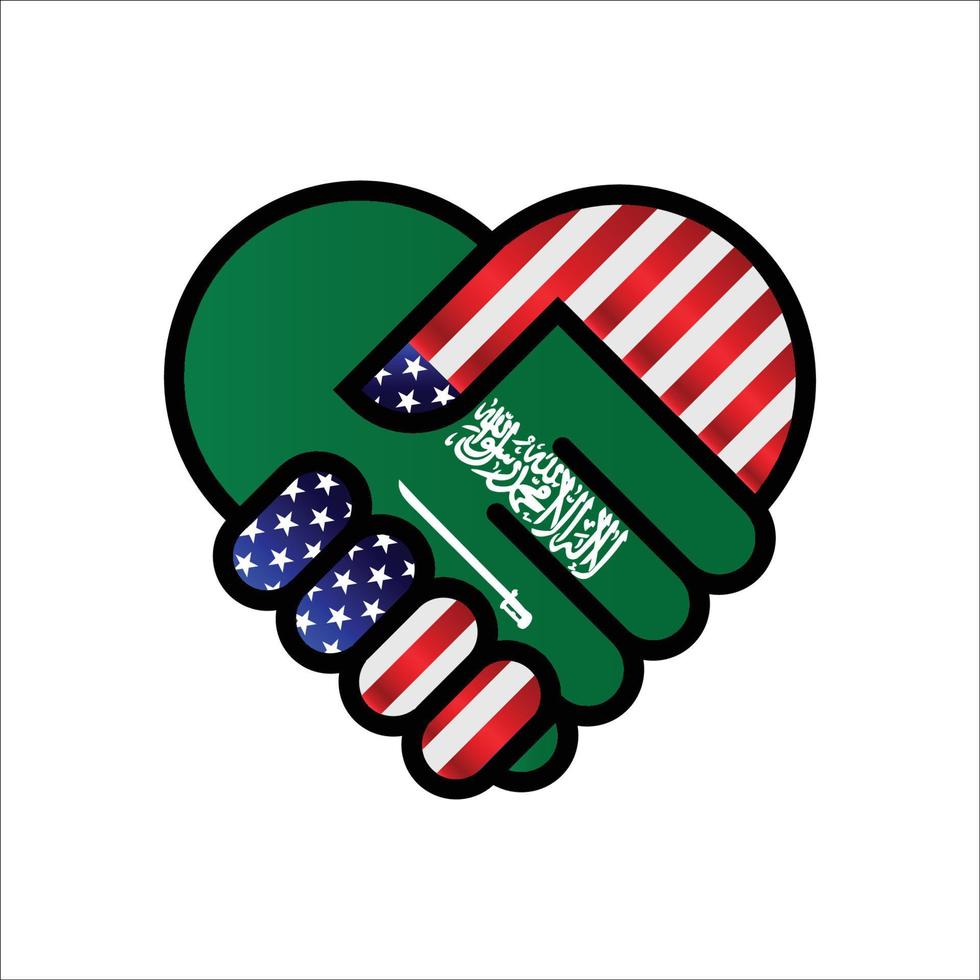 Handshake-Illustrationssymbol für Beziehungen zwischen den Vereinigten Staaten von Amerika und Saudi-Arabien. geeigneter einsatz für ameican saudi-arabische veranstaltung vektor