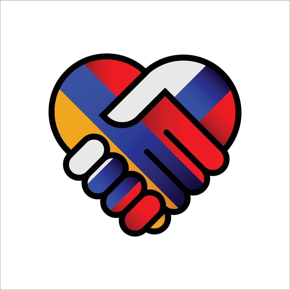 ryssland och armenia relationer handslag illustration ikon. lämplig använda sig av till ryssland armenia händelse vektor