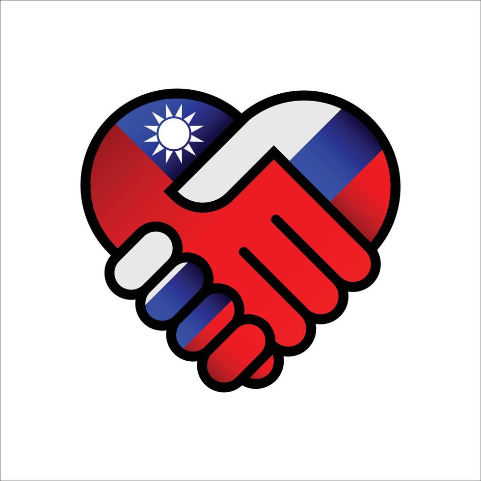 ryssland och taiwan relationer handslag illustration ikon. lämplig använda sig av till ryssland taiwan händelse vektor