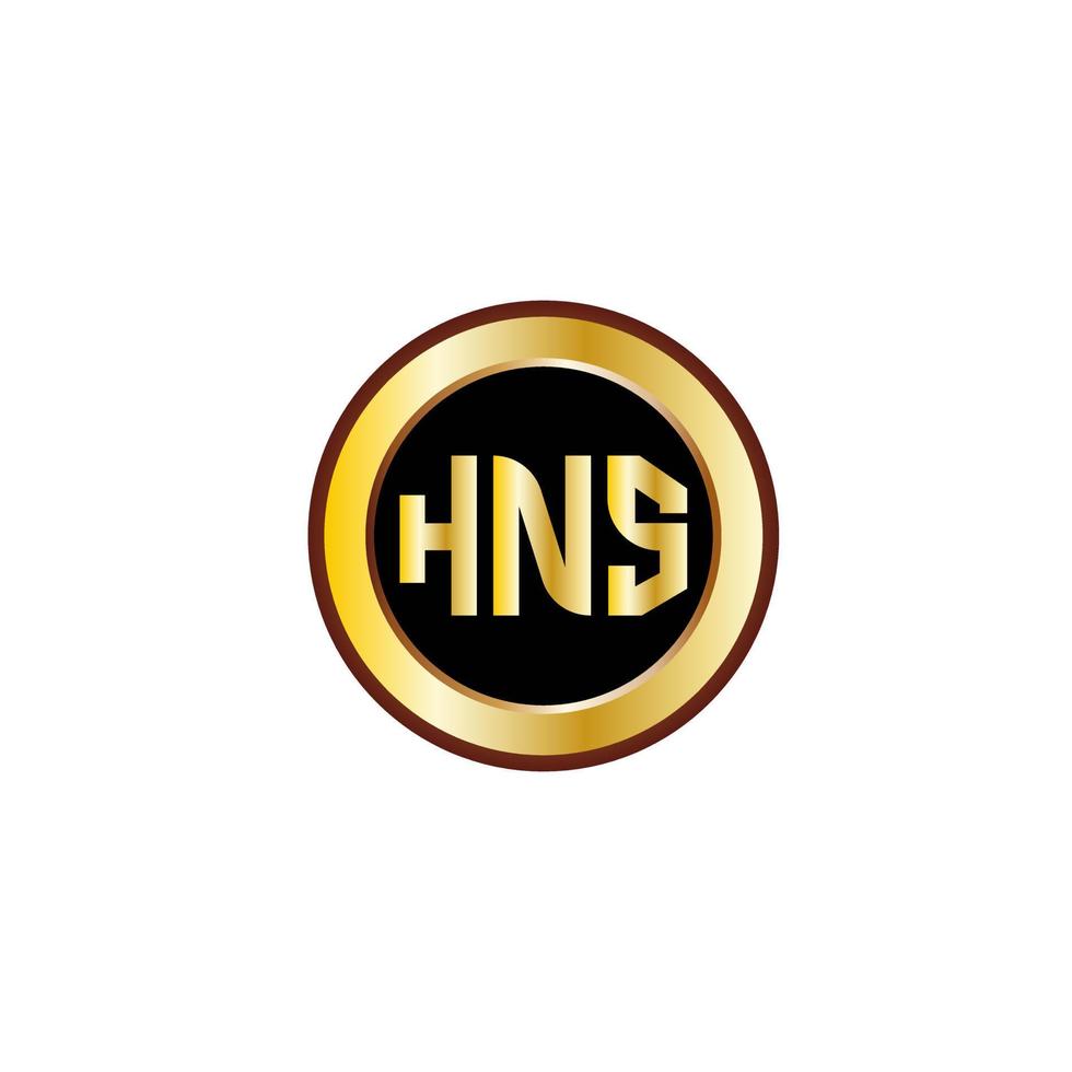 kreativ hns brev logotyp design med gyllene cirkel vektor