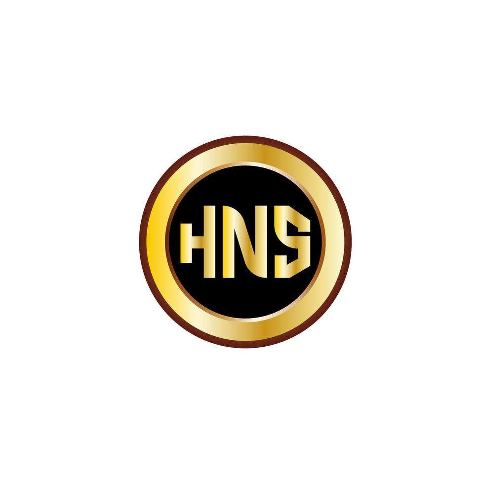 kreatives hns-brief-logo-design mit goldenem kreis vektor