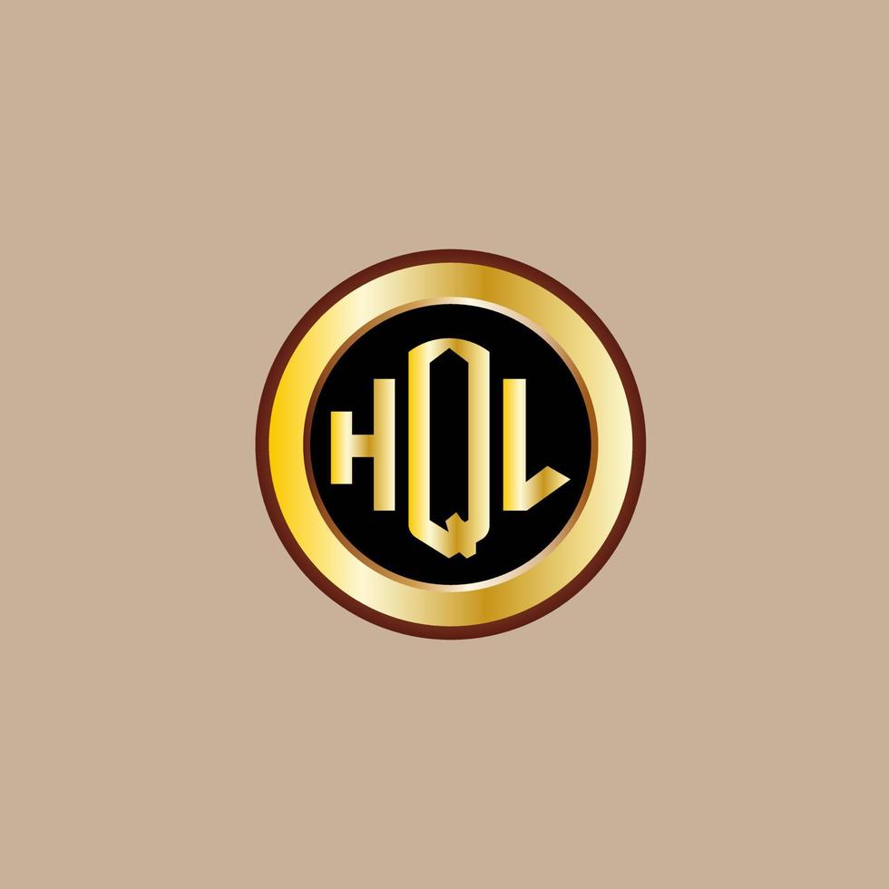 kreatives hql-buchstaben-logo-design mit goldenem kreis vektor