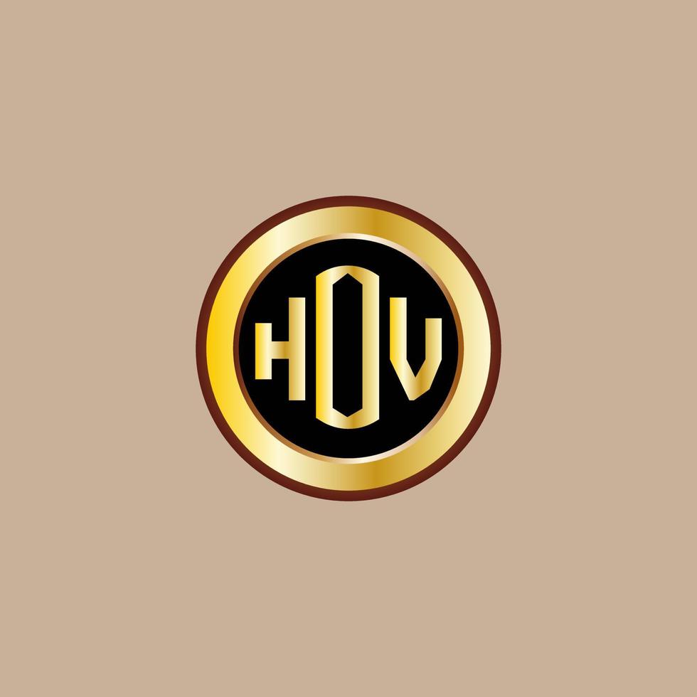 kreatives Hov-Buchstaben-Logo-Design mit goldenem Kreis vektor