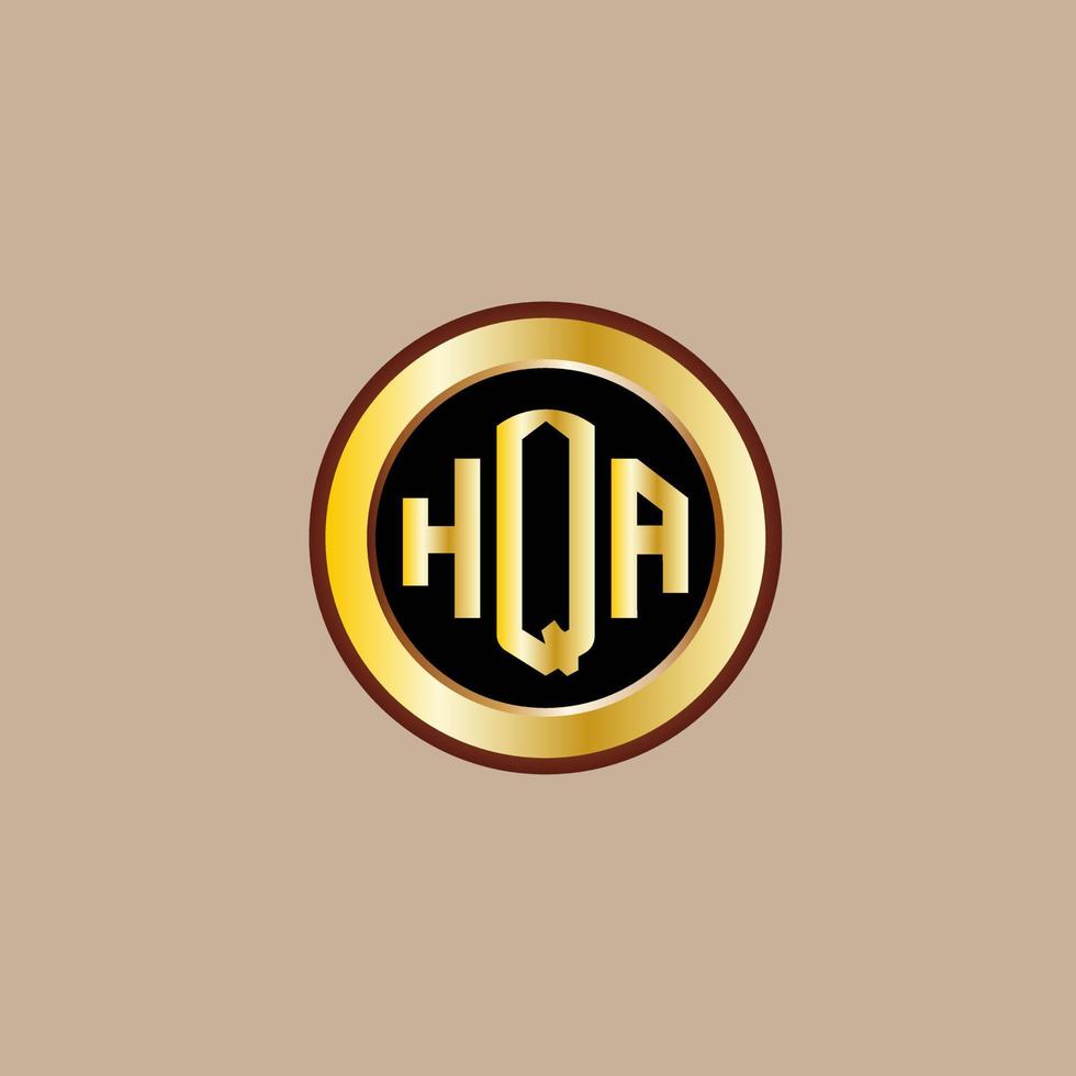 kreatives hqa-buchstaben-logo-design mit goldenem kreis vektor