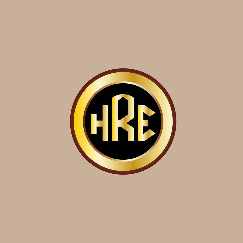 kreativ hre brev logotyp design med gyllene cirkel vektor