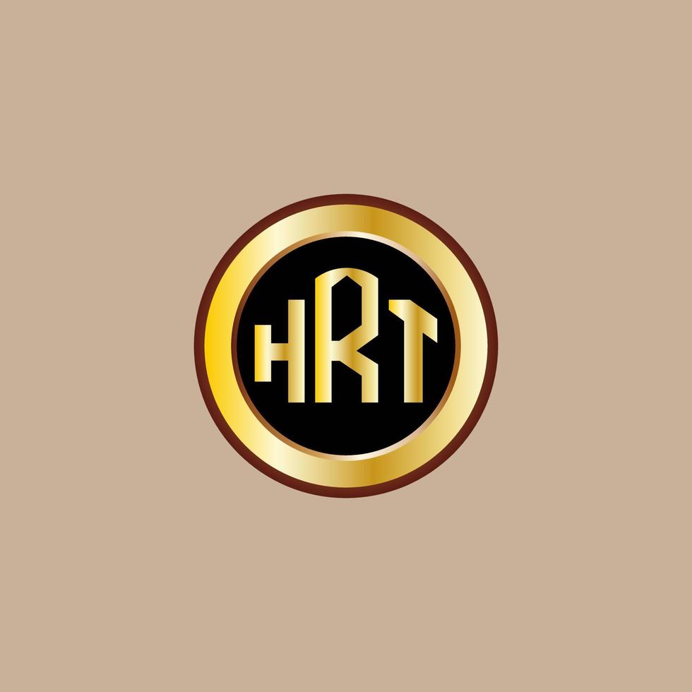 kreatives Hrt-Brief-Logo-Design mit goldenem Kreis vektor