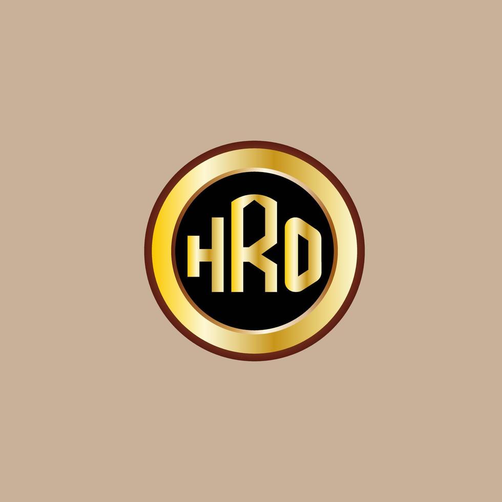 kreatives hro-brief-logo-design mit goldenem kreis vektor