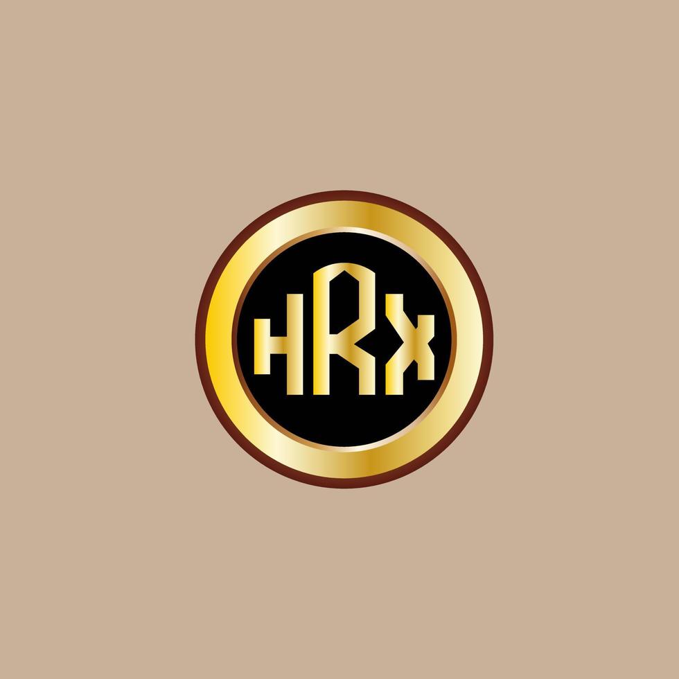 kreatives hrx-brief-logo-design mit goldenem kreis vektor