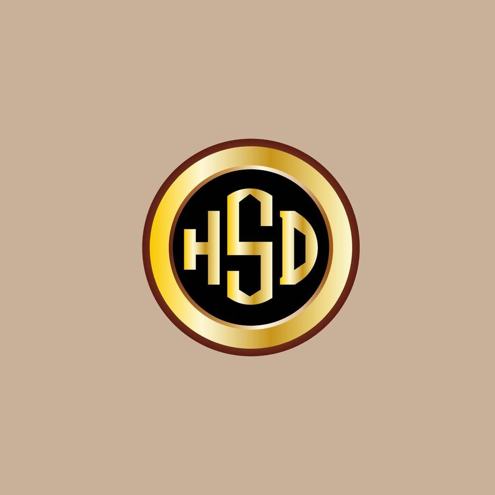 kreativ hsd brev logotyp design med gyllene cirkel vektor