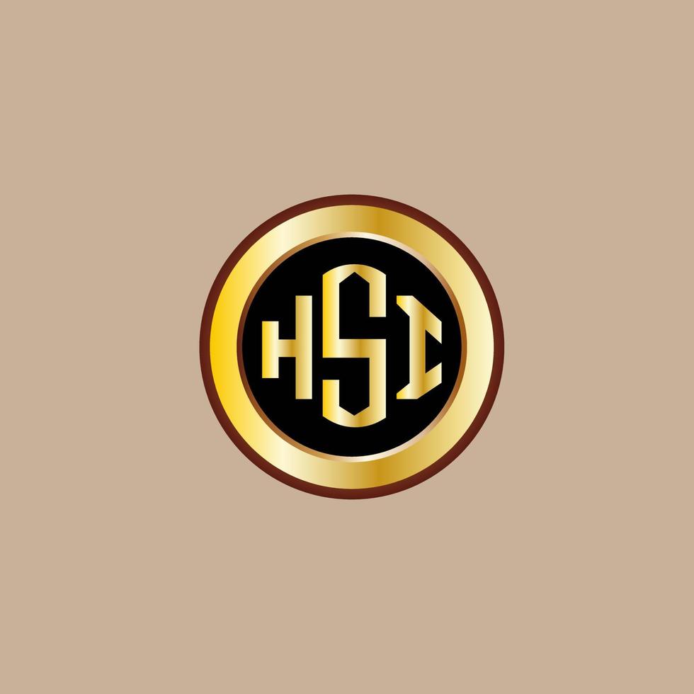 kreatives hsi-brief-logo-design mit goldenem kreis vektor