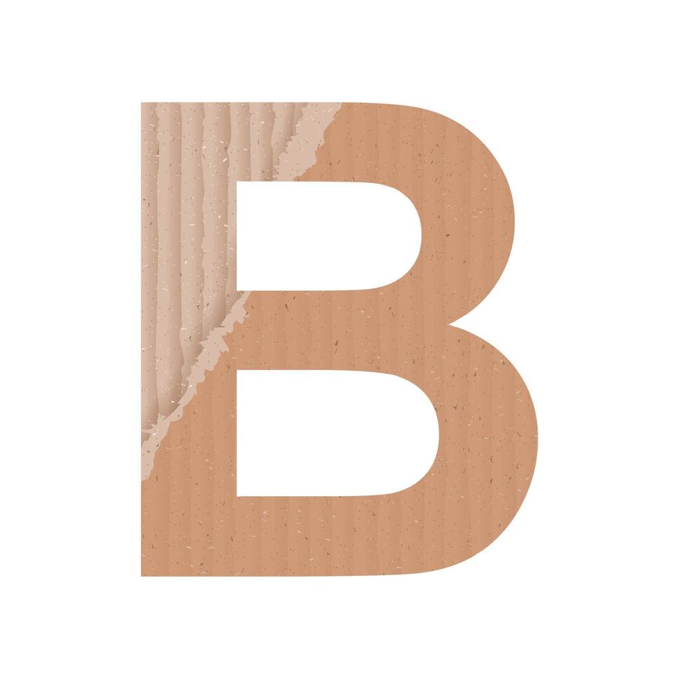 Buchstabe b des englischen Alphabets, graue Papierkartonstruktur auf weißem Hintergrund - Vektor