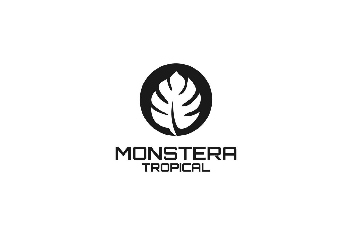 monstera blad logotyp design vektor illustration