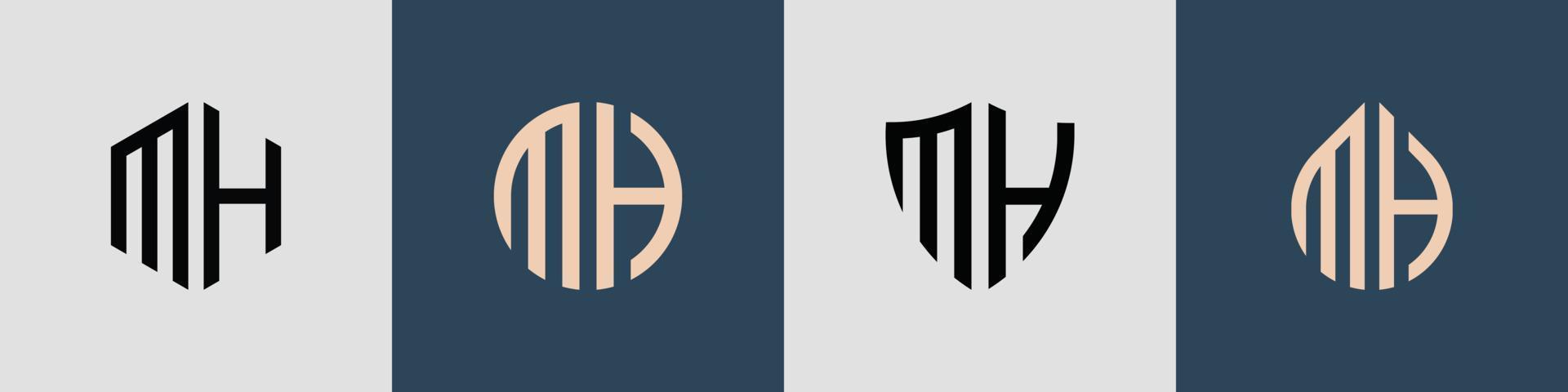 kreative einfache anfangsbuchstaben mh-logo-designs-bündel. vektor